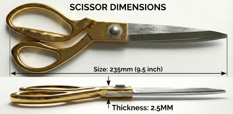 Mario Scissors for Sewing-Tailoring 9.5 inches - Gold Sharp Cloth Cutting Scissors, Comfortable Grip, Easy to Handel - Stainless Steel Blade Scissors - MS 37 - Image 4