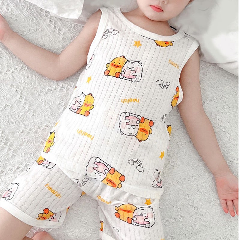 Children'S Vest Set Pure Cotton Summer Thin Section A Men'S And Women'S Home Clothes Kidsren'S Pajamas Air-Conditioned Clothes Baby Vest - Image 4