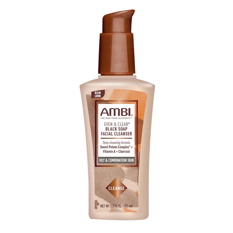 Ambi Even  Clear Purifying Charcoal Black Soap Facial Cleanser With Nutrient Rich Sweet Potato Complex  Helps Even Skin Tone  35 Ounce