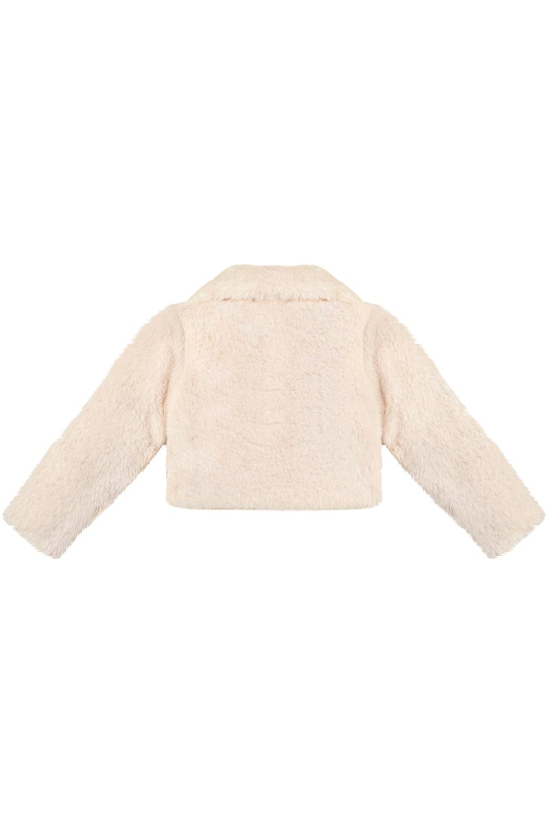 Lilax Girls Cozy Faux Fur Bolero Dress Coat (4T, Beige) - Image 4