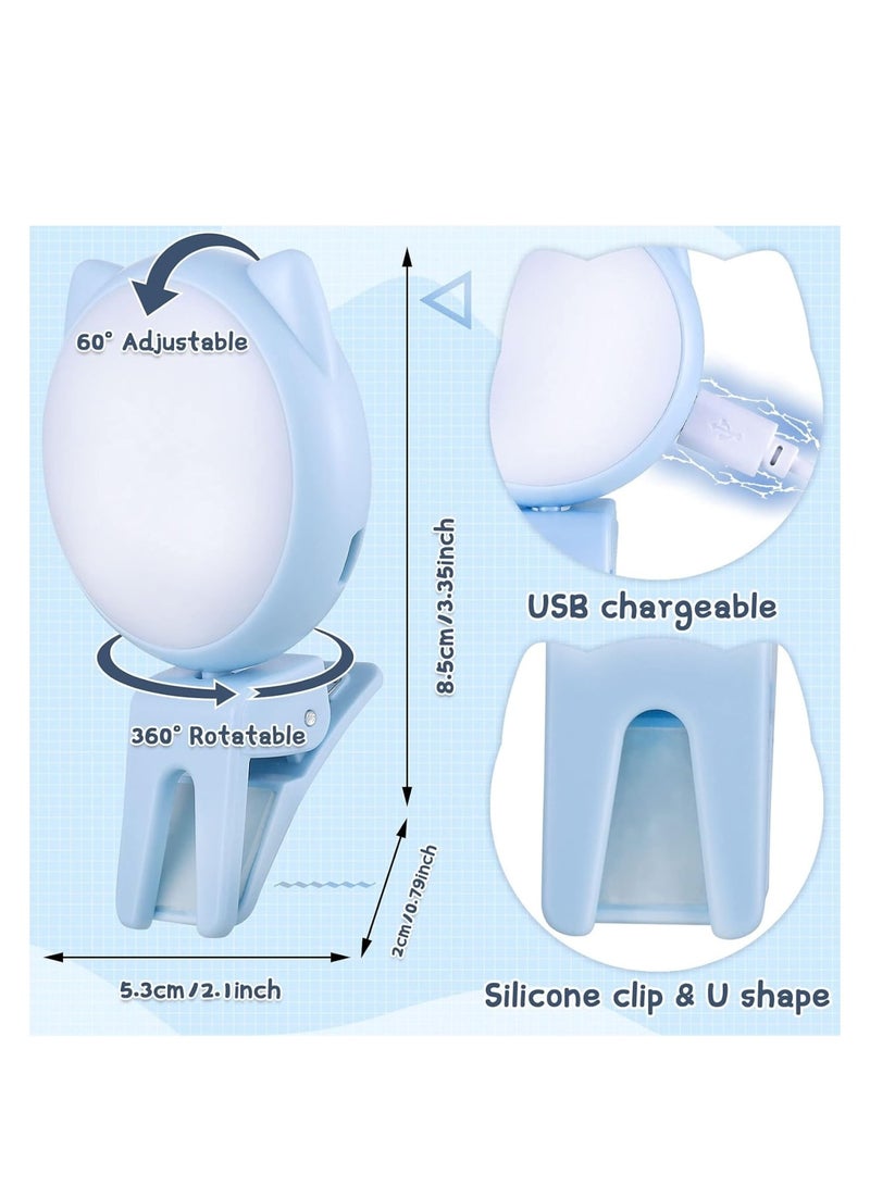 Zikra Selfie Ring Light Selfie Clip on Ring Light Mini Rechargeable 9 Level Adjustable Brightness Ring Light Portable Clip on Selfie Fill Light for Phone Laptop Video Photography Girl Makes up (Pink, Blue) - Image 5