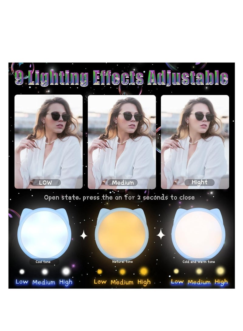 Zikra Selfie Ring Light Selfie Clip on Ring Light Mini Rechargeable 9 Level Adjustable Brightness Ring Light Portable Clip on Selfie Fill Light for Phone Laptop Video Photography Girl Makes up (Pink, Blue) - Image 3