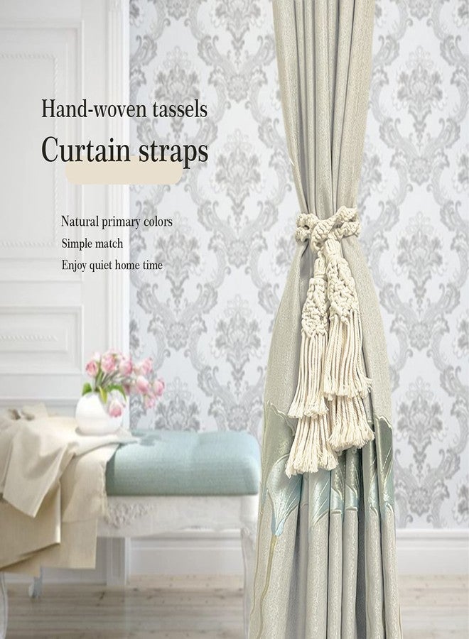 IBLUELOVER 2Pcs Curtain Tiebacks Ropes Tassel Holdbacks Handmade Cotton Rope Window Curtain Buckle Clip Holder Boho Macrame Drapery Tie-Backs Ropes Decorative Rope Curtains Ties for Home Office Dorm Patio - Image 5