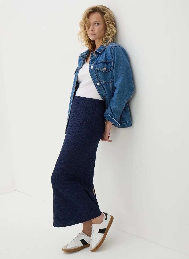 Matalan Navy Textured Midaxi Skirt
