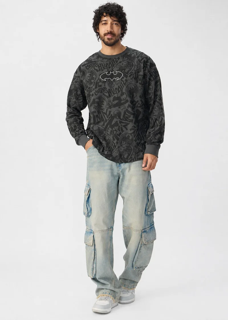 The Souled Store The Souled Store Men Batman Grey Graphic Oversized T-Shirts