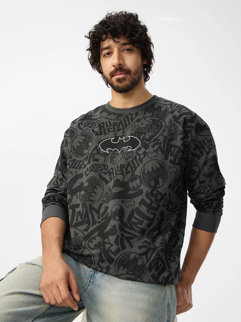 The Souled Store The Souled Store Men Batman Grey Graphic Oversized T-Shirts
