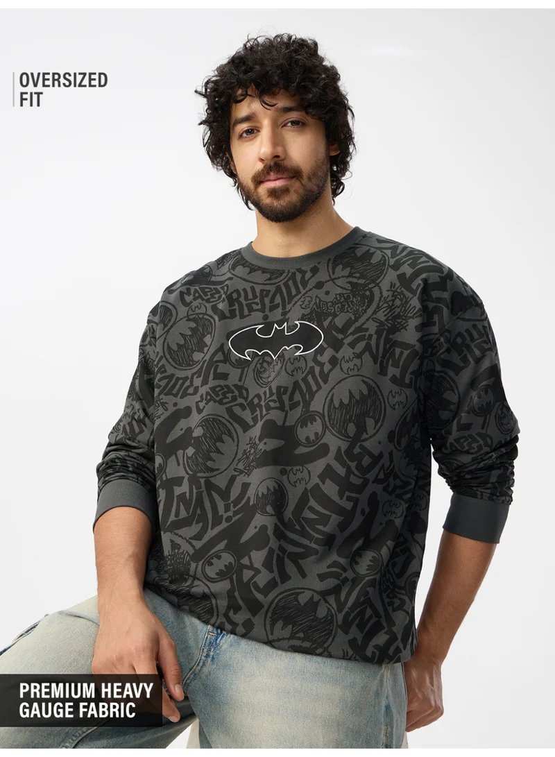 The Souled Store The Souled Store Men Batman Grey Graphic Oversized T-Shirts