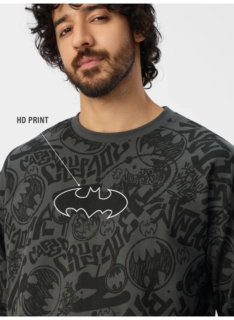 The Souled Store The Souled Store Men Batman Grey Graphic Oversized T-Shirts