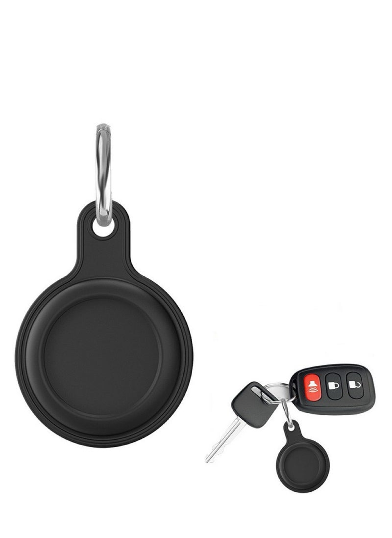 2-Pack AirTag Holder Soft Silicone Case with Keychain Accessories for Easy Attachment to Wallets Keys and Pet Collars Black