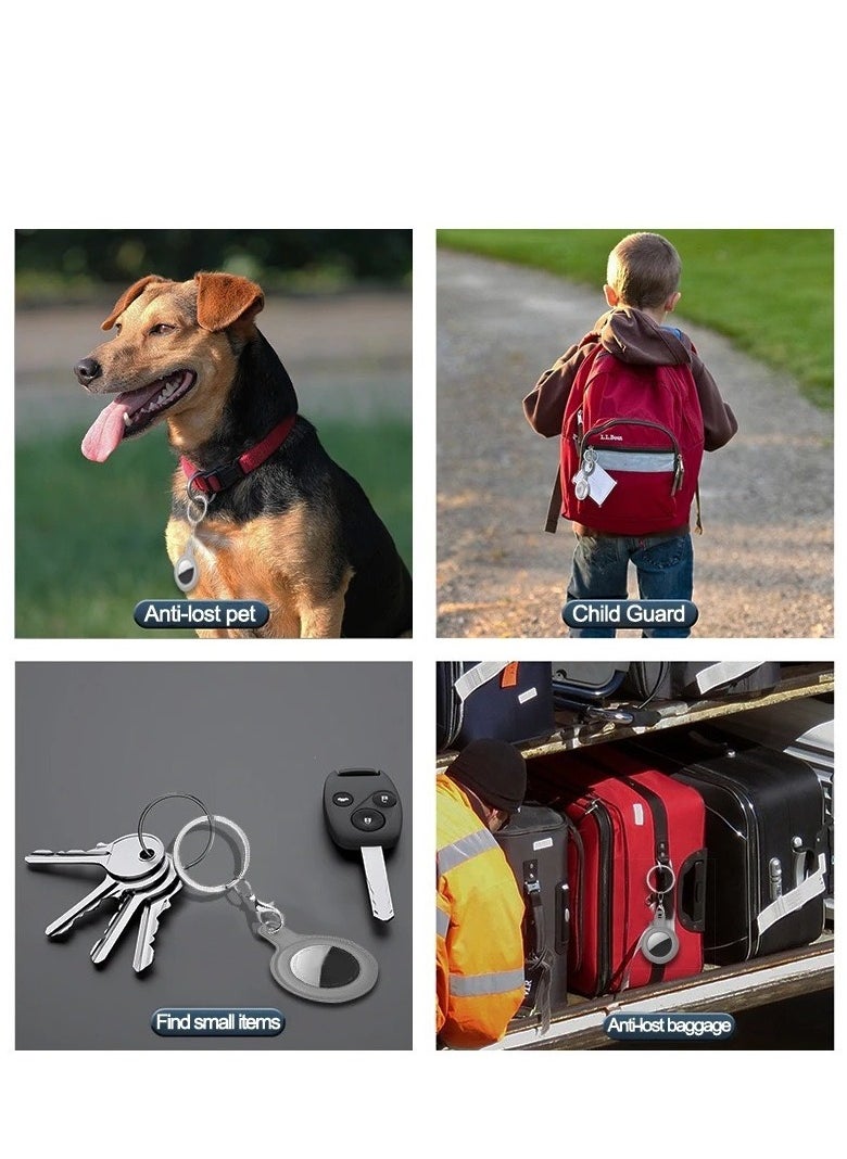 2-Pack AirTag Holder Soft Silicone Case with Keychain Accessories for Easy Attachment to Wallets Keys and Pet Collars Black