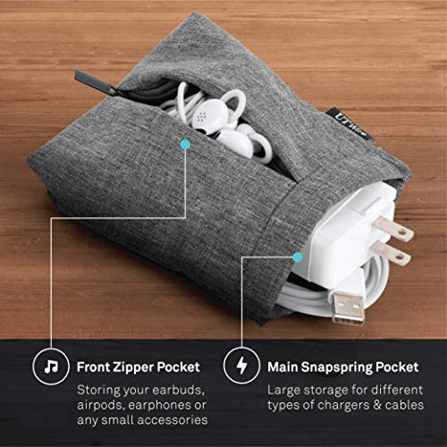 UT Wire Pocket for Earphone and Charger Snap & Store Padded Accessory Travel Pouch for AirPods Pro, Earbuds in Grey - Image 3