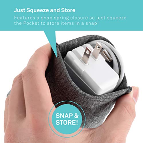 UT Wire Pocket for Earphone and Charger Snap & Store Padded Accessory Travel Pouch for AirPods Pro, Earbuds in Grey - Image 2