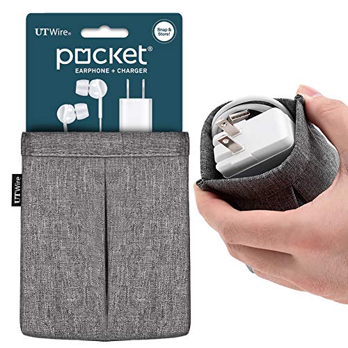 UT Wire Pocket for Earphone and Charger Snap & Store Padded Accessory Travel Pouch for AirPods Pro, Earbuds in Grey - Image 1