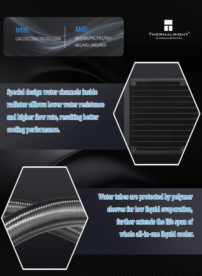 ثيرمالرايت مبرد المعالج Thermalright Aqua Elite 360 ARGB V4 AIO، تبريد سائل للمعالج 360 درجة، سرعة رأس المضخة تصل إلى 6400 دورة في الدقيقة، متوافق مع AM4/AM5، Intel LGA1851/1150/1151/1200/2011/1700، مشعاع عالي الأداء - Image 3