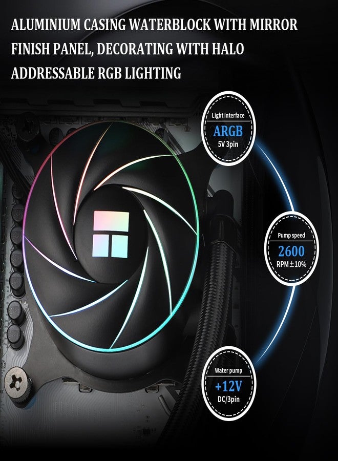 ثيرمالرايت مبرد المعالج Thermalright Aqua Elite 360 ARGB V4 AIO، تبريد سائل للمعالج 360 درجة، سرعة رأس المضخة تصل إلى 6400 دورة في الدقيقة، متوافق مع AM4/AM5، Intel LGA1851/1150/1151/1200/2011/1700، مشعاع عالي الأداء - Image 4