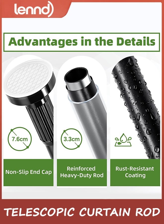 LENND Tension Curtain Rod 2.8 M-3.5 M, Long Curtain Rod No Drilling for Window or Bathroom,Outdoor Tension Rods for Patio, Heavy Duty Shower Rod,One-bond stretching - Image 4