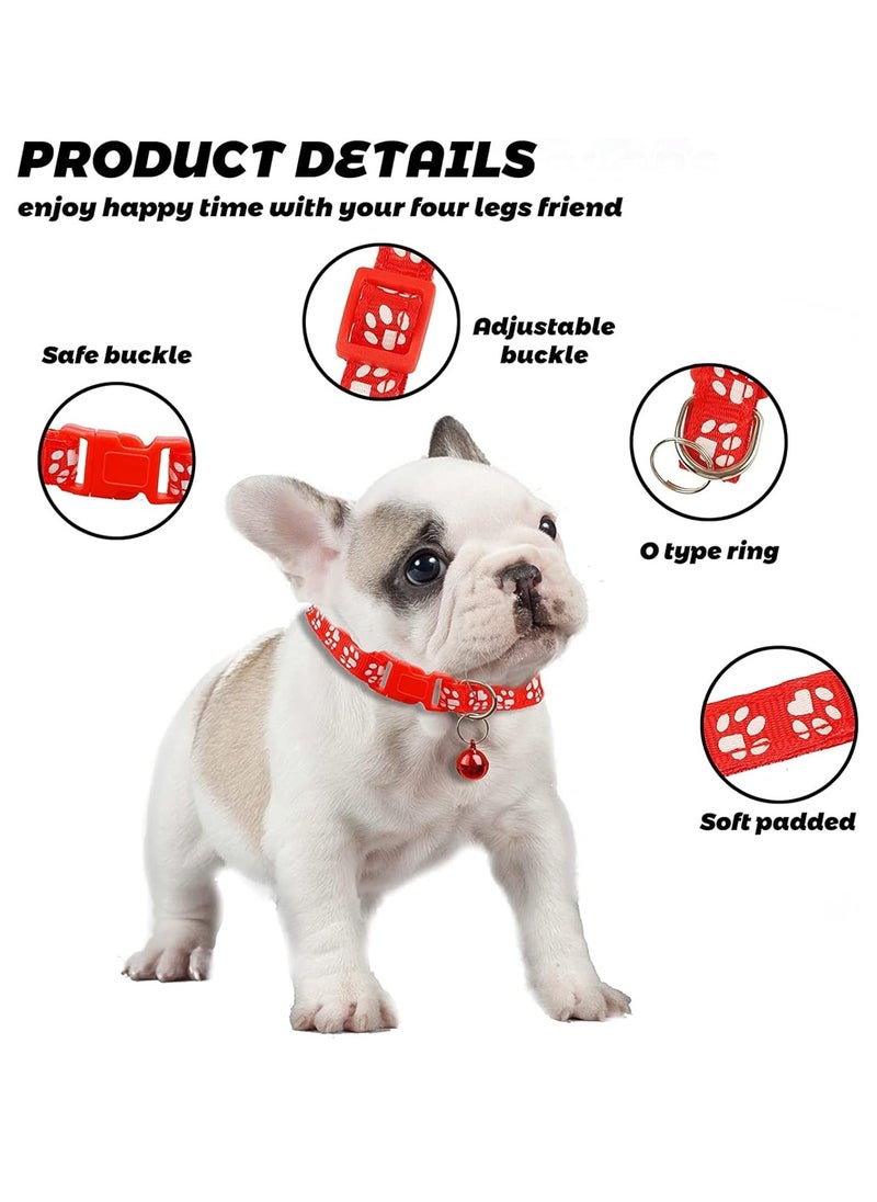 6PCS Cat Collar with Bell Adjustable Kitten Collar Anti Strangulation Puppy Collar