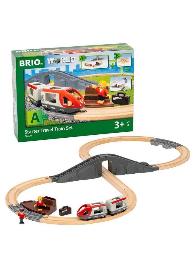 Brio BRIO World - 36079 Starter Travel Train Set | 22-Piece Wooden Toy Train Set for Kids Aged 3 Years Up  - Image 2