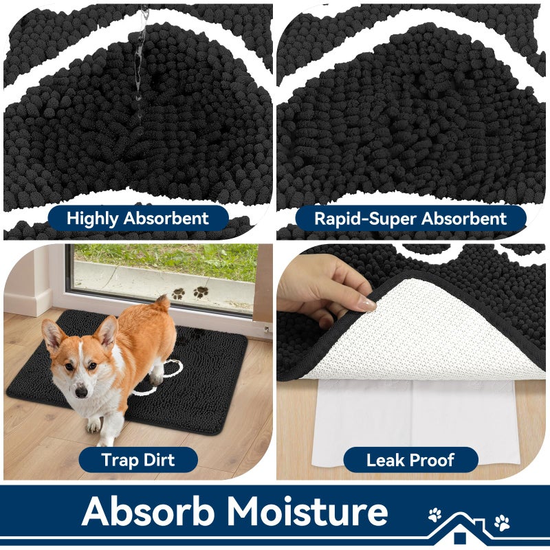 Bcoimo Super Absorbent Dog Door Mat, 30"*20" Anti Slip Mat for Muddy Paws, Pet Rugs for Dirty Paws Washable That Absorbs Moisture and Dirt, for Dog Cage and Pet Resting Carpet - Image 4