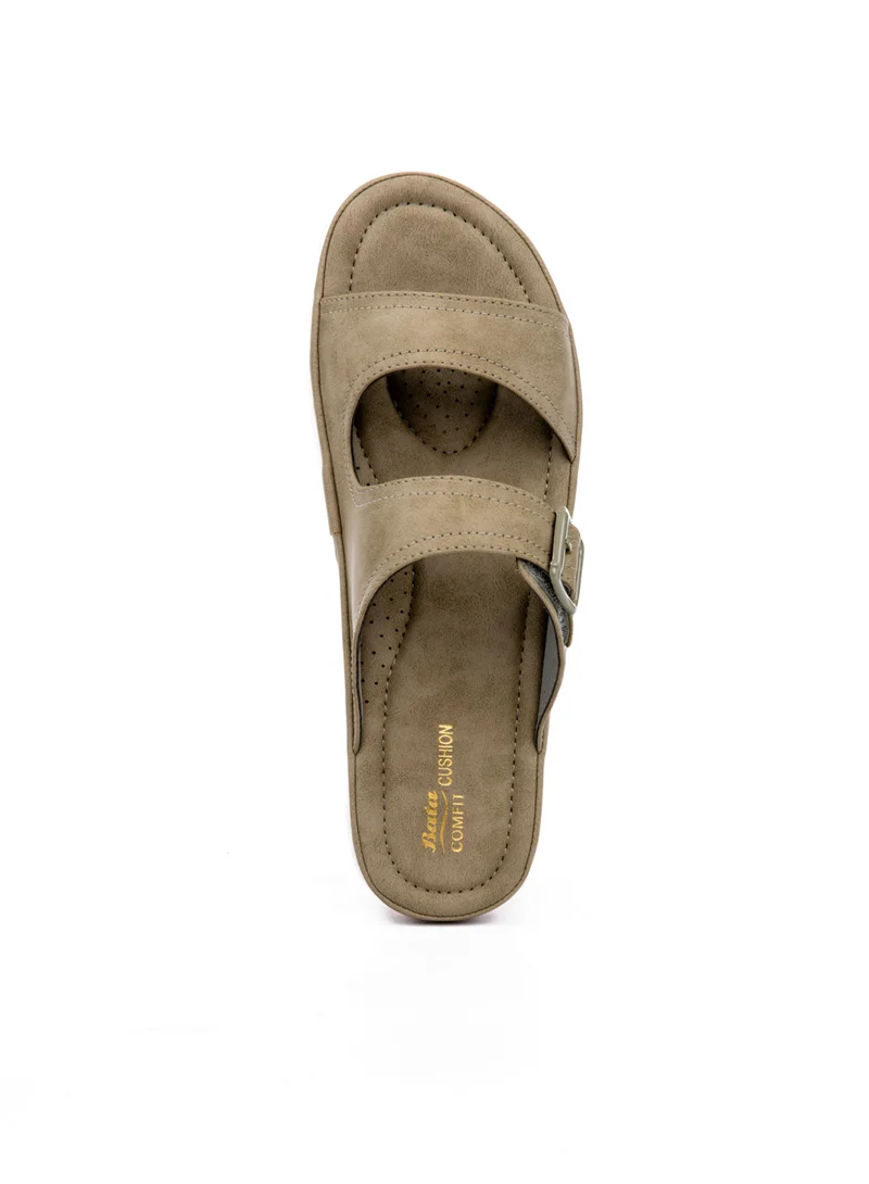 Bata Double Strap Buckle Detail Flat Sandals