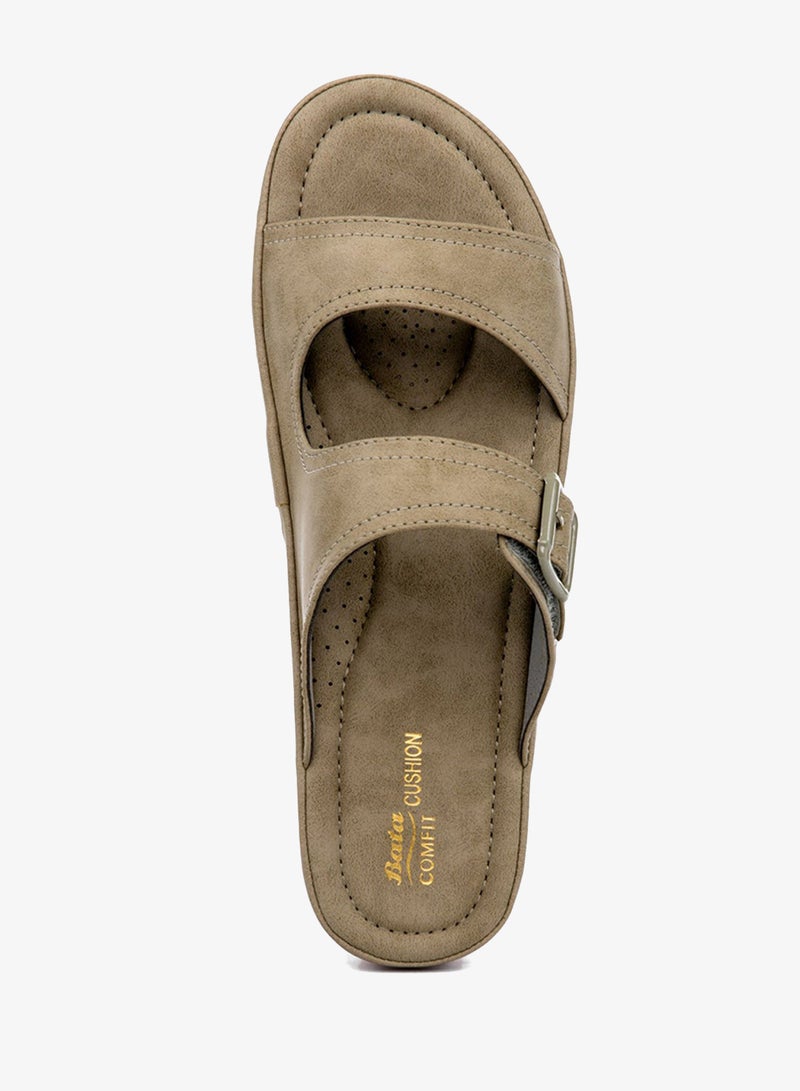 Bata Double Strap Buckle Detail Flat Sandals - Image 4