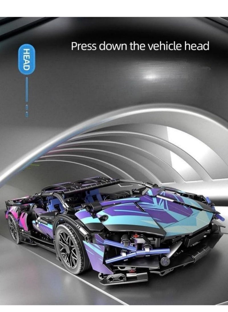 Cool Baby COOLBABY Sports Car Fun Racing Suit Cyberpunk Sports Car Lamborghini-SIAN Model Remote Control Car Children's Toys Building Blocks Toys Suitable For Boys And Girls Over 6 Years Old 1314 pcs - Image 4