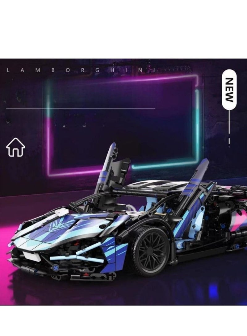 Cool Baby COOLBABY Sports Car Fun Racing Suit Cyberpunk Sports Car Lamborghini-SIAN Model Remote Control Car Children's Toys Building Blocks Toys Suitable For Boys And Girls Over 6 Years Old 1314 pcs - Image 5