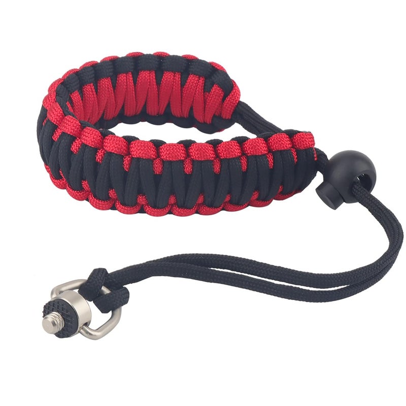 Rigdance Paracord Camera Wrist Strap Lanyard with Quick Release Screw for Insta 360 X5 X4 X3, DSLR Cameras, Action Cameras, Selfie Sticks (Black and Red) - Image 1