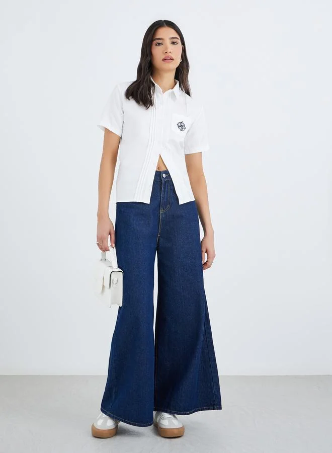 Take Two Embroidery Detail Short Sleeves Shirt