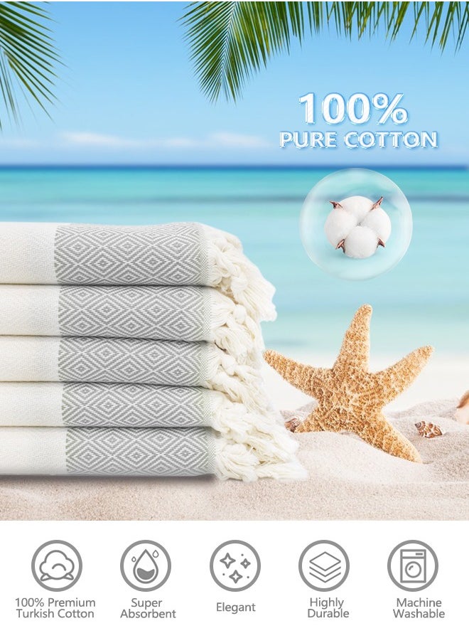 HomarKet Turkish Beach Towel 100% Cotton Peshtemal Travel Camping Bath Sauna Beach Gym Pool Blanket Gift Quick Dry Sand Free Beach Towel  - Image 1