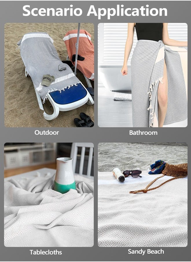 HomarKet Turkish Beach Towel 100% Cotton Peshtemal Travel Camping Bath Sauna Beach Gym Pool Blanket Gift Quick Dry Sand Free Beach Towel  - Image 3