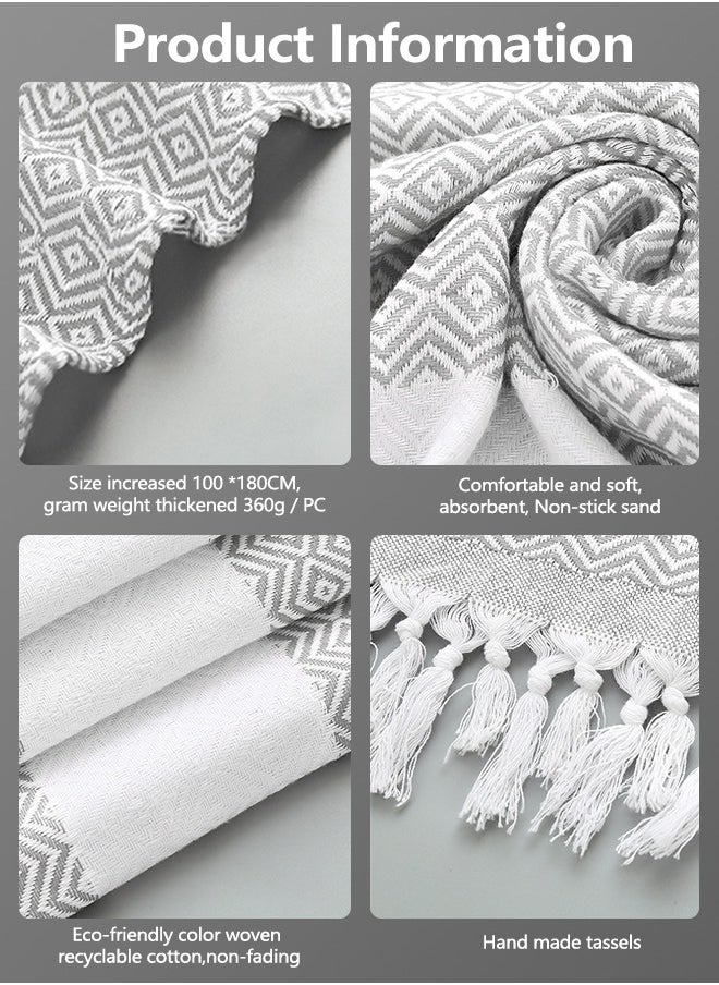 HomarKet Turkish Beach Towel 100% Cotton Peshtemal Travel Camping Bath Sauna Beach Gym Pool Blanket Gift Quick Dry Sand Free Beach Towel  - Image 2