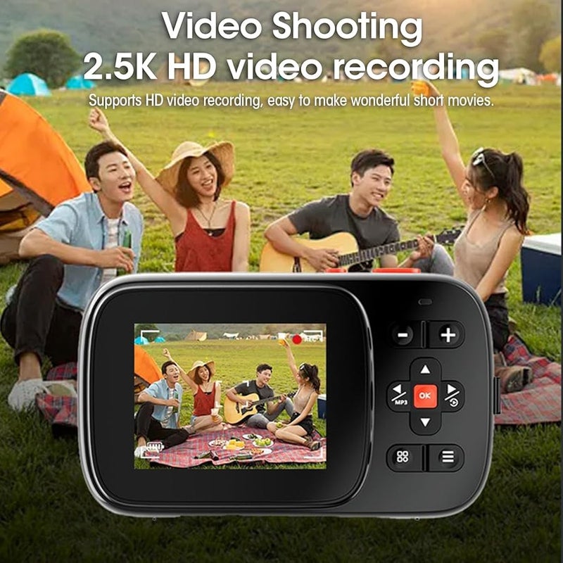 Black 72MP 2 5K Dual Screen Vlogging Camera 16X Digital Zoom Autofocus Anti Shake Compact Camera - Image 3