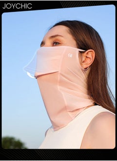 Joychic Summer Ice Silk Sunscreen Mask Women Golf Outdoor Anti-Mosquito Breathable Veil Anti-UV Protection Mask Pink  - Image 2