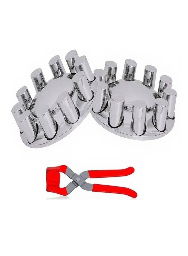 JESONN Plastic ABS Chrome Plated Front Axle Cover Kits Hub Caps for Semi Trucks with Thread-on 33mm Lug Nut Covers Removable Caps (Standard-ACN35) - Image 1