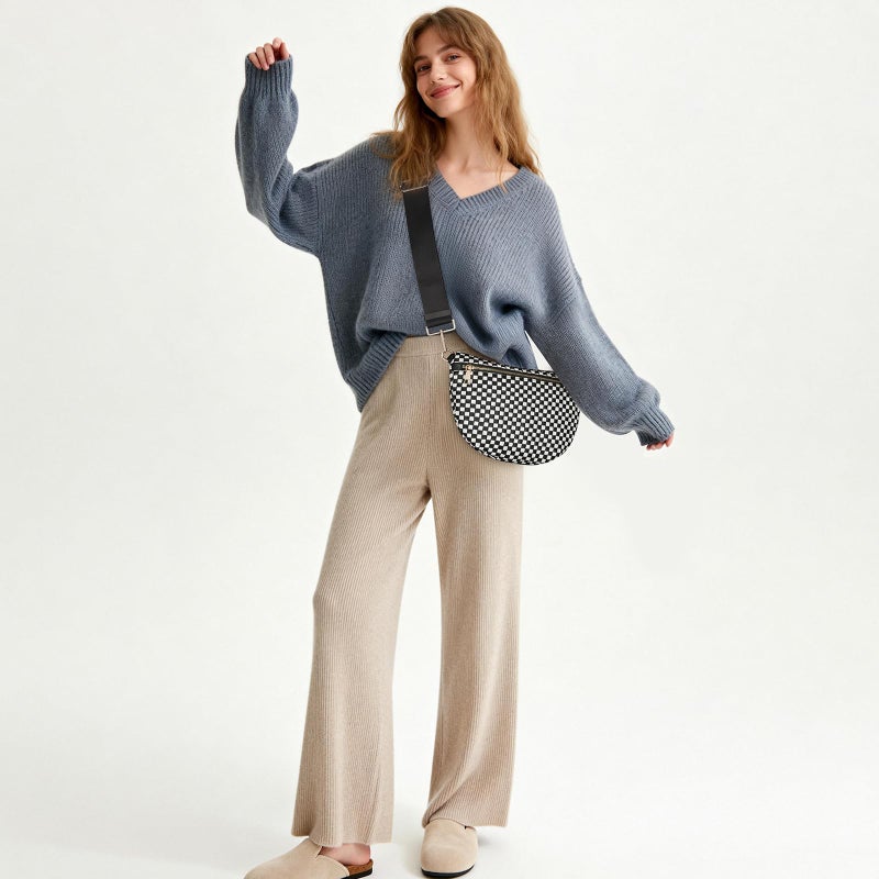 YFGBCX Woven Crossbody Bags for Women Bum Bag Checkered Sling Bag Faux Leather Crossbody Purse - Image 3