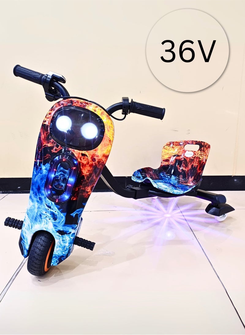 ECVV 36V Drifting Scooter 3 Wheel Electric Scooter - 3 Driving Modes- Bluetooth- Speaker- Lights - Shock Absorber Safety Gears Speed Up To 10KM/h | Random Color - Image 4