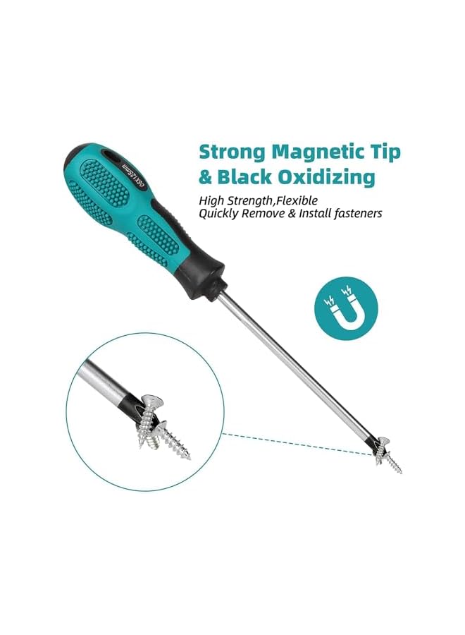 promass 10pcs Precision Screwdriver Set, Phillips & Slotted Head Tips Magnetic Screwdriver Set, Heavy Duty Magnetic Screwdriver with 5 Flat & 5 Cross Head Screwdriver, Durable Tools - Image 3