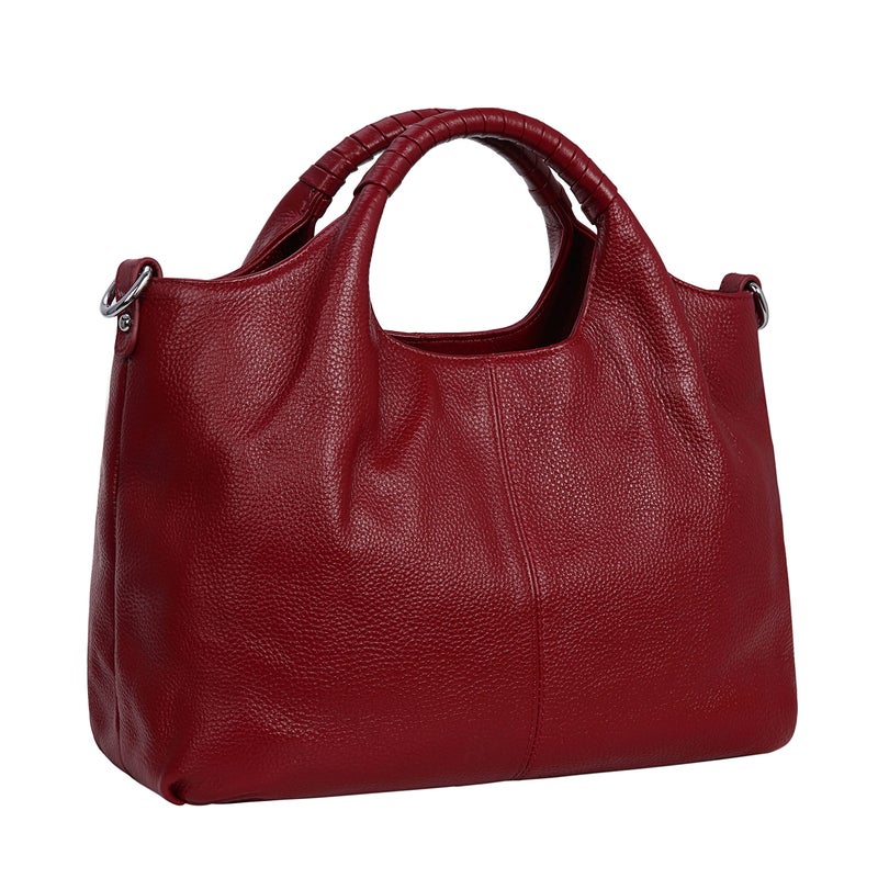 Iswee Luxury Designer Handbags for Women Shoulder Bags Satchel Soft Leather Purse Crossbody Bags Large Hobo Tote Bag Red(Wine) - Image 1