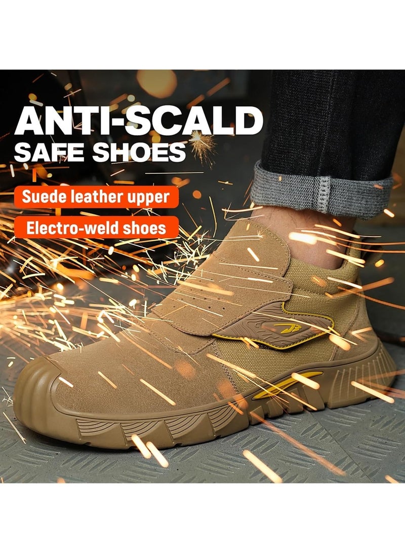 Steel Toe Work Boots for Men and Women - Slip-On Welding Boots, Comfortable Welder Construction Safety Boots - Non-Slip(43 EU size)  - Image 4