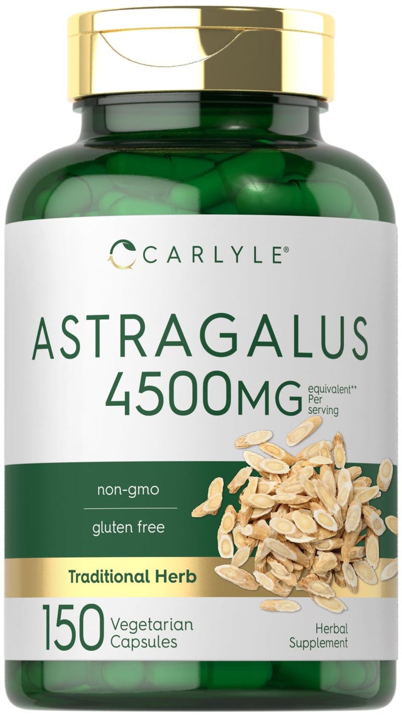 Carlyle Astragalus Root Capsules 4500mg 150 Count Vegetarian NonGMO Gluten Free Supplement