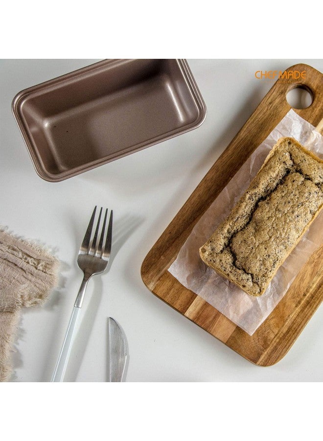 شيف ميد مجموعة صواني رغيف صغيرة مقاس 5.5 بوصة، 4 قطع مستطيلة غير لاصقة من الخبز والكعك للفرن والخبز الفوري (ذهبي شامبانيا) - Image 5