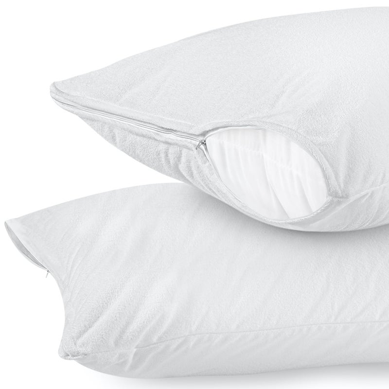 Utopia Bedding Waterproof Pillow Protectors with Zipper King Size (4 Pack)  Terry Pillow Covers - Image 1