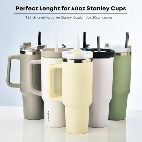 ALINK [DISHWASHER SAFE] 6 Pack Replacement Straws for Stanley 40 oz 30 oz Cup Tumbler, 12 inch Long Clear Reusable Plastic Straws with Brush for Stanley, Owala, Yeti Tumbler, BPA FREE - Image 5
