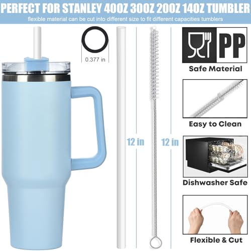 ALINK [DISHWASHER SAFE] 6 Pack Replacement Straws for Stanley 40 oz 30 oz Cup Tumbler, 12 inch Long Clear Reusable Plastic Straws with Brush for Stanley, Owala, Yeti Tumbler, BPA FREE - Image 2