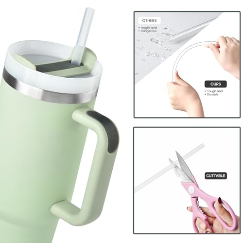 ALINK [DISHWASHER SAFE] 6 Pack Replacement Straws for Stanley 40 oz 30 oz Cup Tumbler, 12 inch Long Clear Reusable Plastic Straws with Brush for Stanley, Owala, Yeti Tumbler, BPA FREE - Image 4