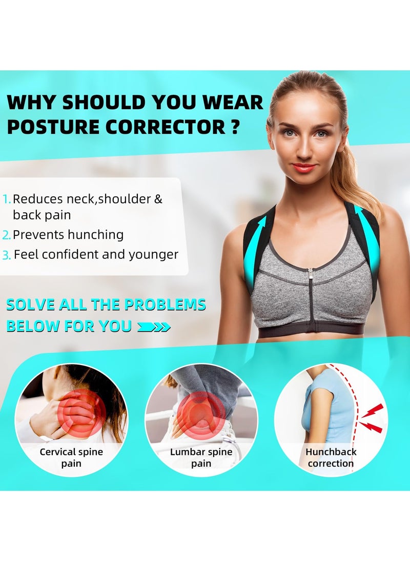 KASTWAVE Unisex Adjustable Back Brace - Posture Corrector for Men & Women, Neck & Shoulder Pain Relief, Ideal for Office Home Gym - M Size  - Image 5