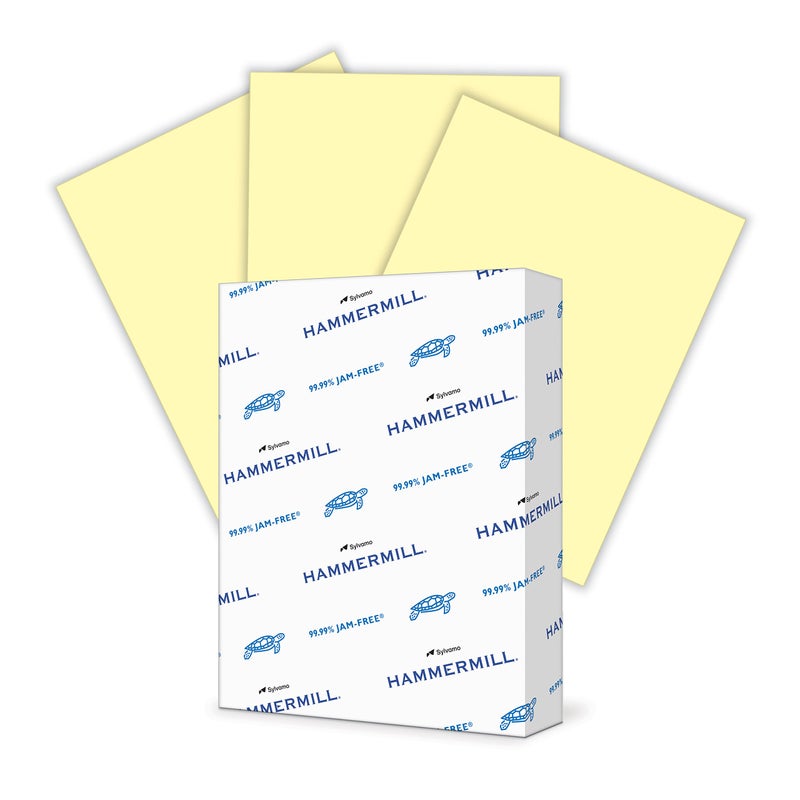 Hammermill Colored Paper, 20 lb Canary Printer Paper, 8.5 x 11-1 Ream (500 Sheets) - Made in the USA, Pastel Paper, 103341R, 1 Ream | 500 Sheets, Letter (8.5x11) - Image 1