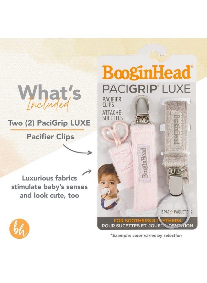 بوجينغ هيد حامل اللهاية الفاخر من BooginHead، مشبك اللهاية للأطفال، عبوة من قطعتين، أزرق ورمادي مخملي - Image 1