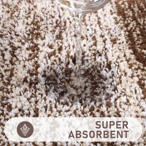 Bsmathom Bathroom Rugs Sets 4 Piece with Toilet Cover, Plush Shaggy Bath Rugs Set Non Slip Washable, Absorbent Microfiber Bath Mat with U-Shaped Contour Toilet Mat for Bathroom, Dark Coffe - Image 5